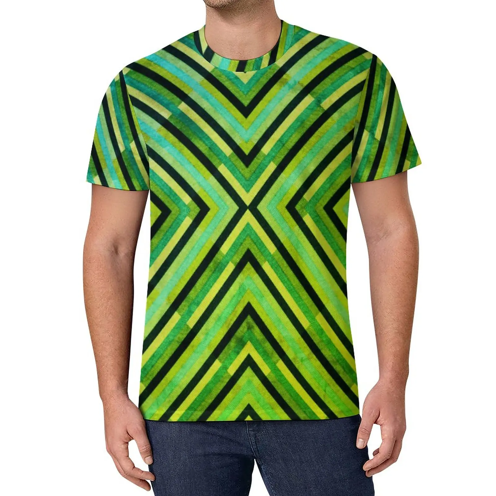 

Футболка с абстрактным геометрическим рисунком, популярные футболки с современным художественным принтом, футболка с графическим рисунком и коротким рукавом, Y2K размера плюс, одежда