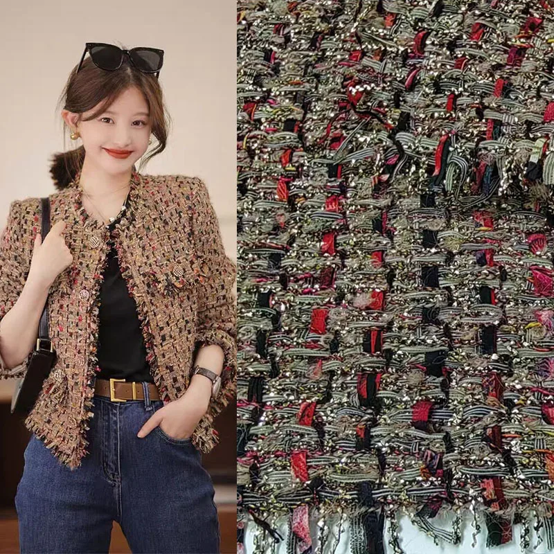 50x145 см модная цветная металлическая фотоокрашенная твидовая ткань для женщин