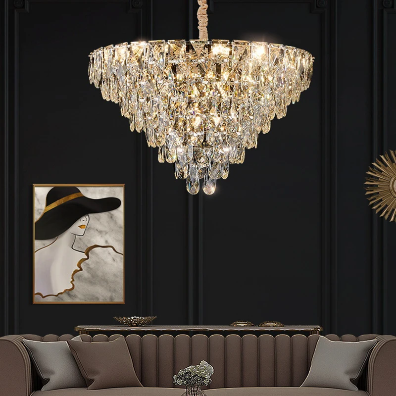 

Led Art Chandelier Pendant Lamp Light Modern Luxury Big Crystal Lighting Living Dining Room Decor Gold Hanging Luminaire