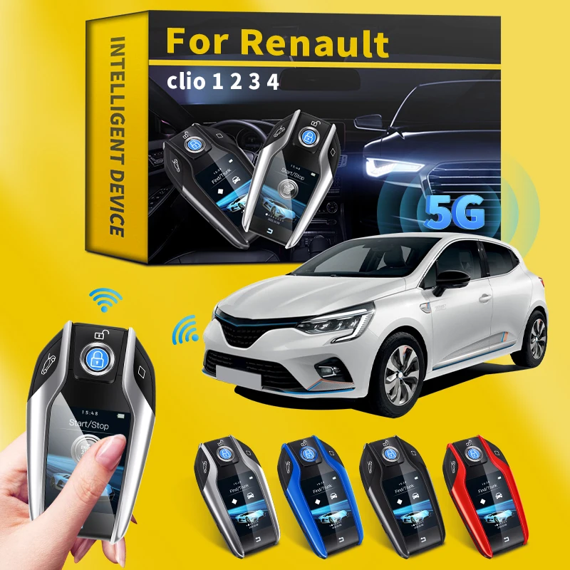 

For Renault Clio 1 2 3 4 Car One-key Start Modified Smart Key Keyless Entry Remote Smart Car Key with LCD Screen Display Screen