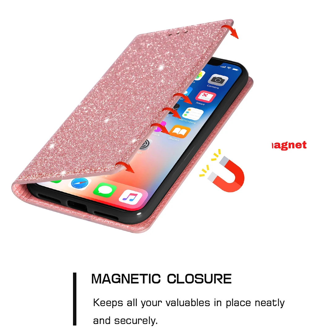 Wallet Bling Glitter Leather Flip Case For Huawei P40 P30 P20 P smart 2019 Mate 20 10 Pro Y7 Y6 2019 Honor 10 Lite 20S Cover