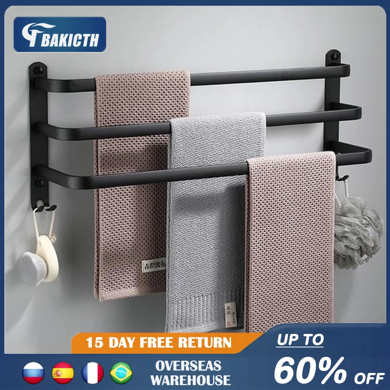 Hanger Wall Mounted Towel Rack Bathroom Space Aluminum Fashion White Towel Bar Rail Matte White Towel Holder