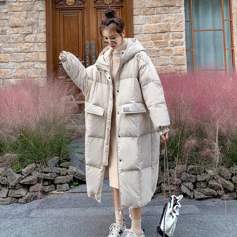 2022 New Long Keep Warm Coat Women's Over-the-knee Korean Winter Cotton-padded Jacket Thickened Down Padded Jacket Tide