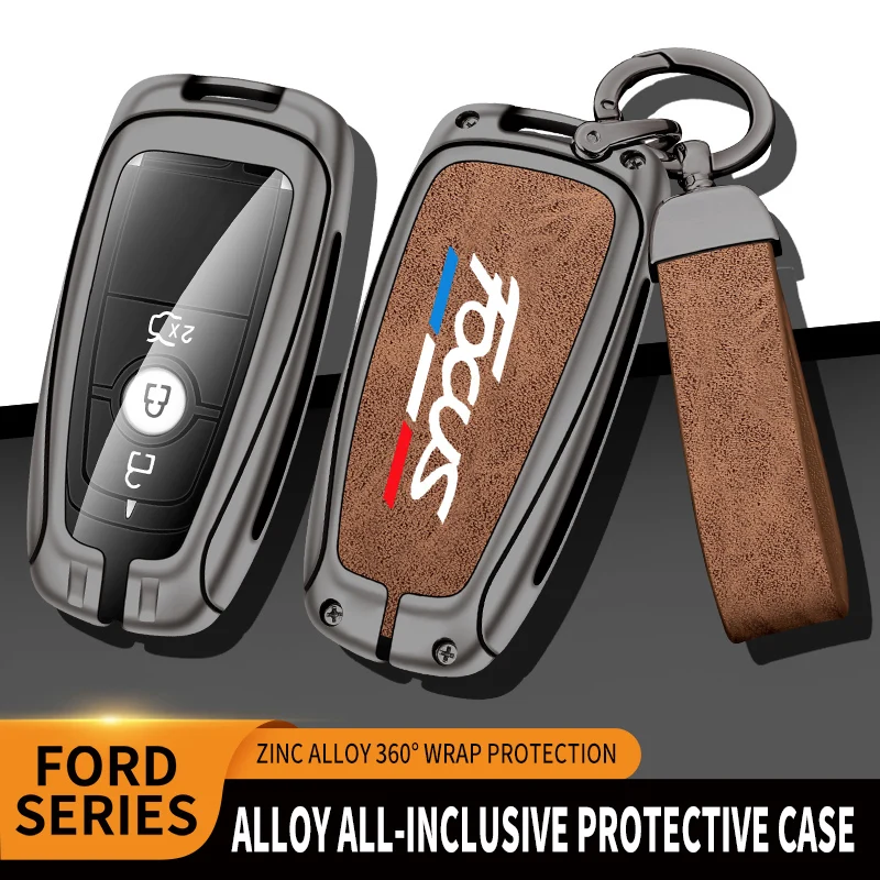 

New Auto TPU Zinc Alloy Key Case Bag For Ford Focus 2 Logo Car Key Chain Car Metal Key Shell Car Interior Decoration Accessories