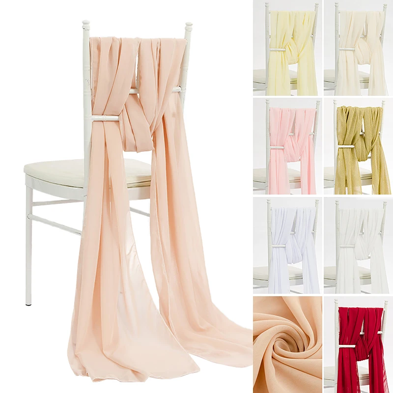 

1pc 70x300cm Chiavari Chair Chiffon Sashes For Banquet Wedding Party Reception Decorations INS Table Runner Wholesale