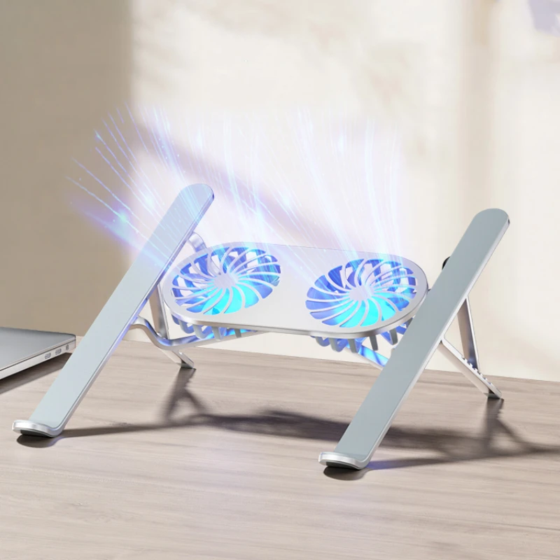 Регулируемый Угол Двойной Вентилятор Охлаждающая Подставка Для Ноутбука