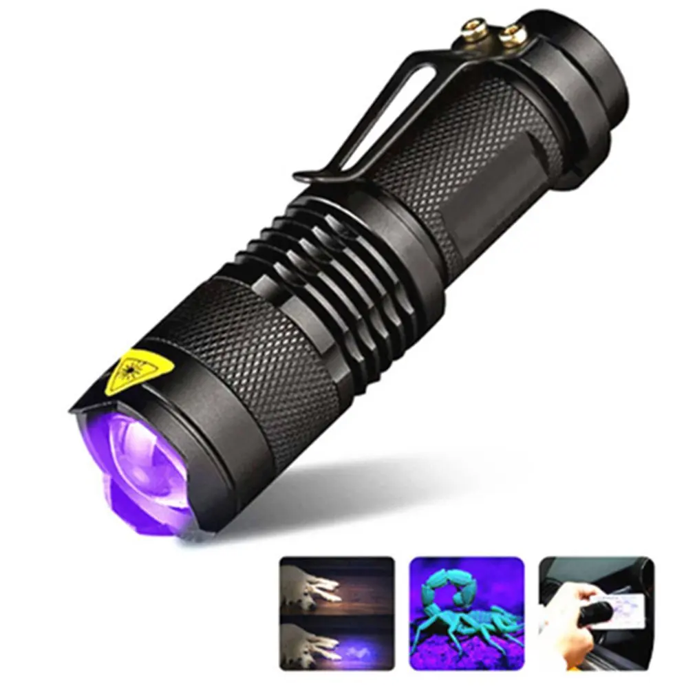 

UV Flashlight 365nm Ultra Violet Light Zoomable UV light Torch Lamp For Marker Checker Detection Using AA/15000 battery