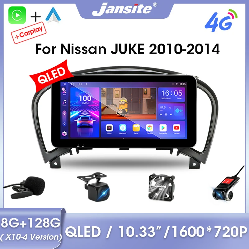 

Jansite 10.33" 2 Din Android 11.0 Car Radio For Nissan Juke YF15 2010-2014 QLED Floating Screen Multimedia Video Player Carplay