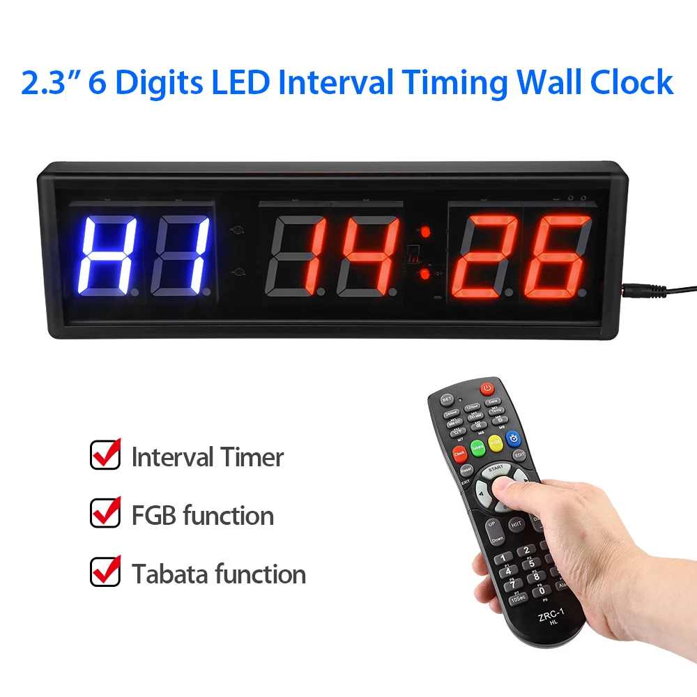 

2.3'' LED Interval Timer Big Stopwatch Home Countdown Wall Clock CrossFit Fitness Crossfit Tabata Timer Gym Timer