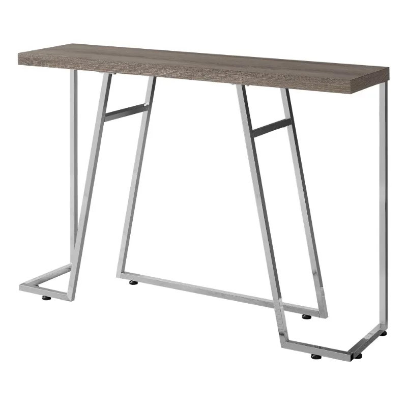 

Accent Table, Console, Entryway, Narrow, Sofa, Living Room, Bedroom, Metal, Laminate, Brown, Chrome, Contemporary, Modern