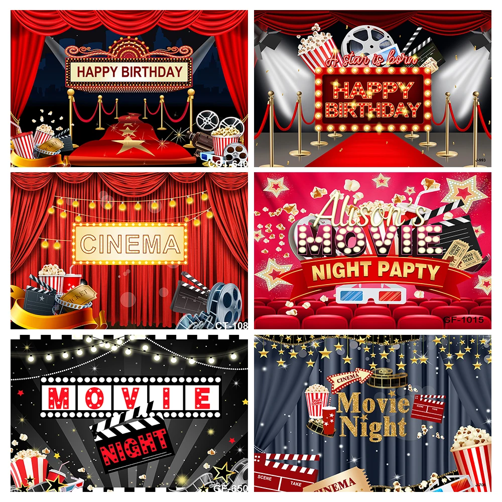 

Movie Theme VIP Red Carpet Event Star Showing Time Stage Casino Film Show Ceremony Backdrop Baby Birthday Photography Background