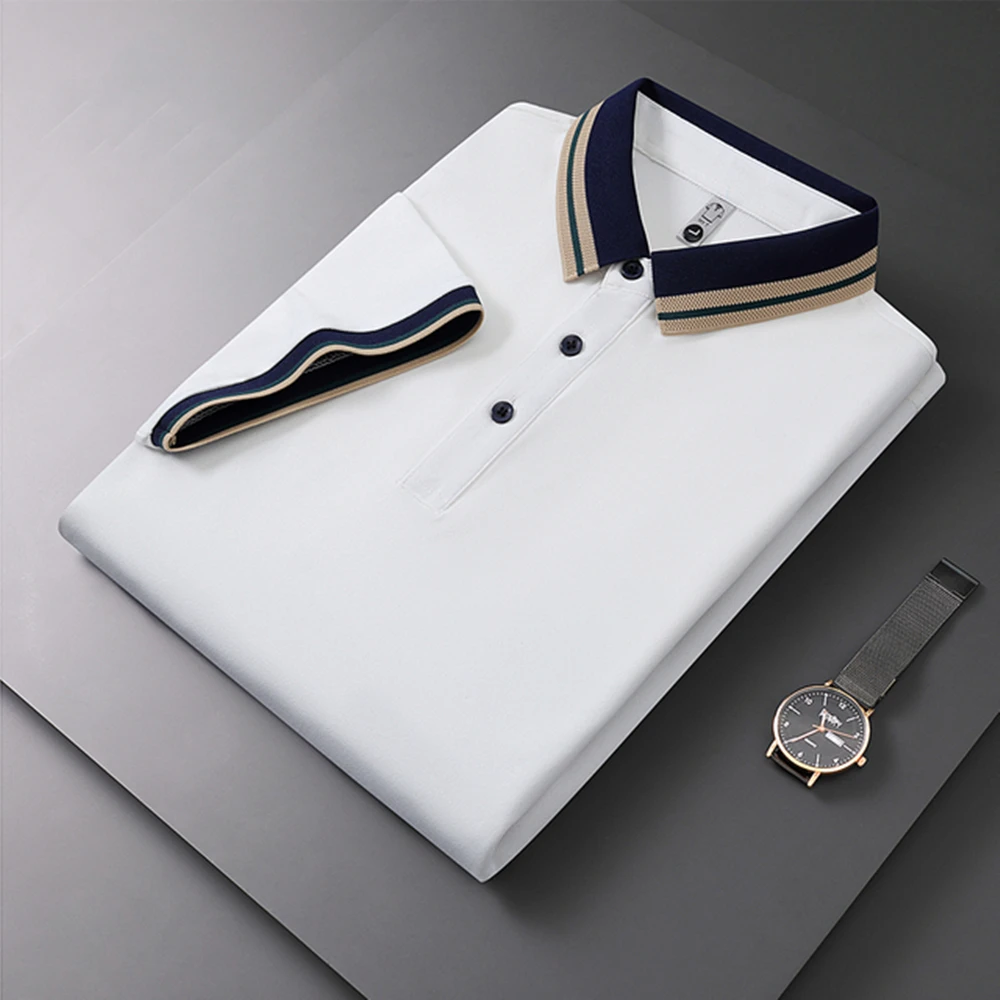 

Новинка 2023, активирующая кожу поло против морщин, Лидер продаж, мужская рубашка-поло на весну и лето, деловая Повседневная дышащая мужская рубашка-поло с лацканами