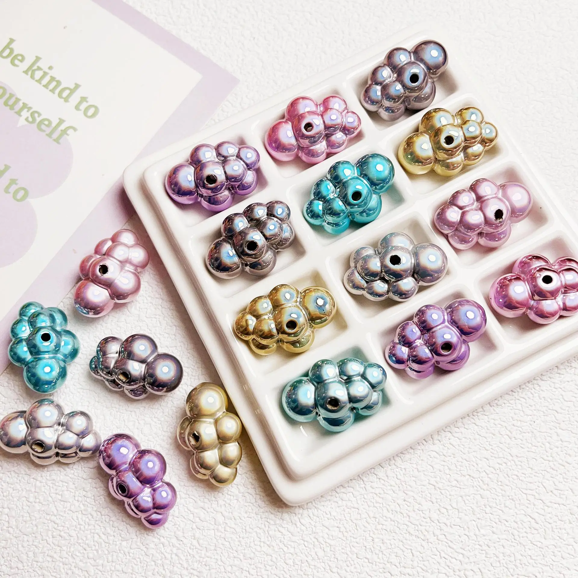 

Trendy New Bright UV Coated Colors Cute Kawaii Cloud Acrylic Jewelry Beads 80pcs 17*25mm Ornament Accessory DIY Necklace Decor