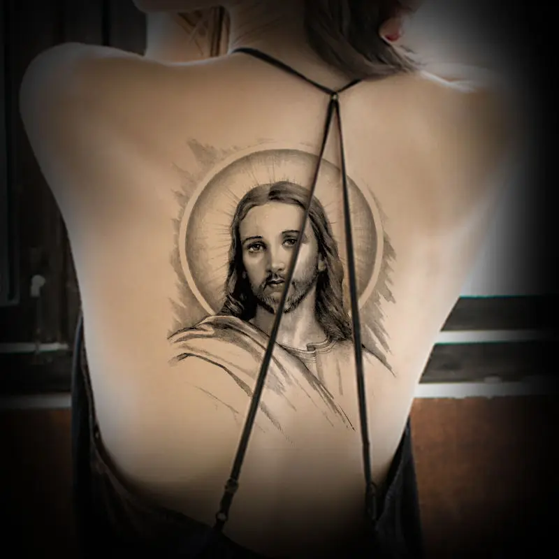 Новинка 2022 художественные портреты с Иисусом водостойкая тату-наклейка для