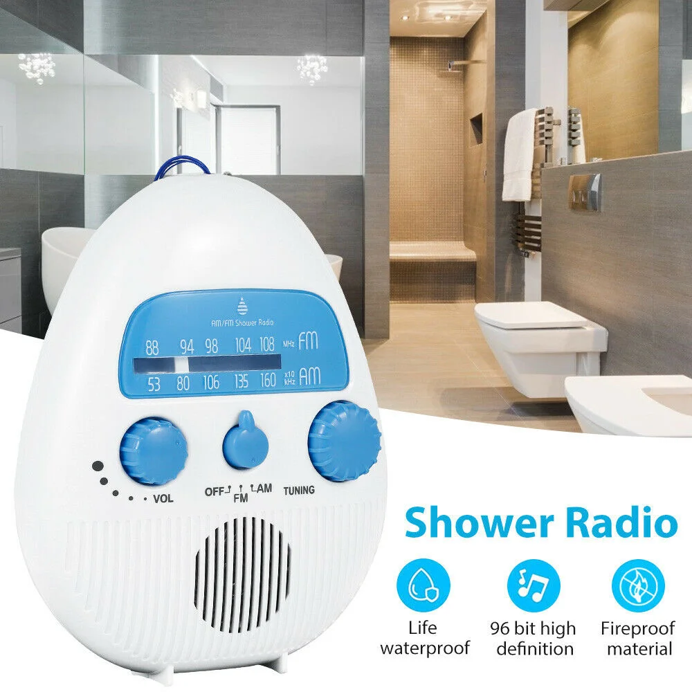 

Mini Bathroom Shower Radio Portable For Bathroom Waterproof Hanging Music Speakers Fm/Am Communication Radio 2022 New