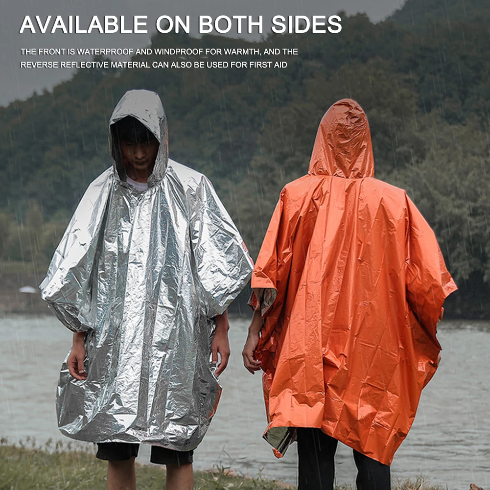 

Emergency Raincoat Poncho PE Aluminum Film Thickened Reflective Long Blanket Bike Cycling Raincoat Survival Equipment