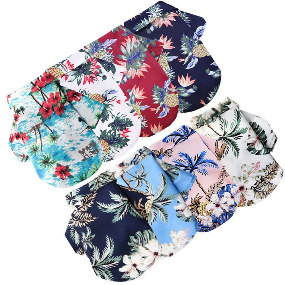 

Fashion Hawaiian Beach Style Dog T-Shirts Thin Breathable Summer Dog Clothes for Small Dogs Puppy Pet Cat Vest
