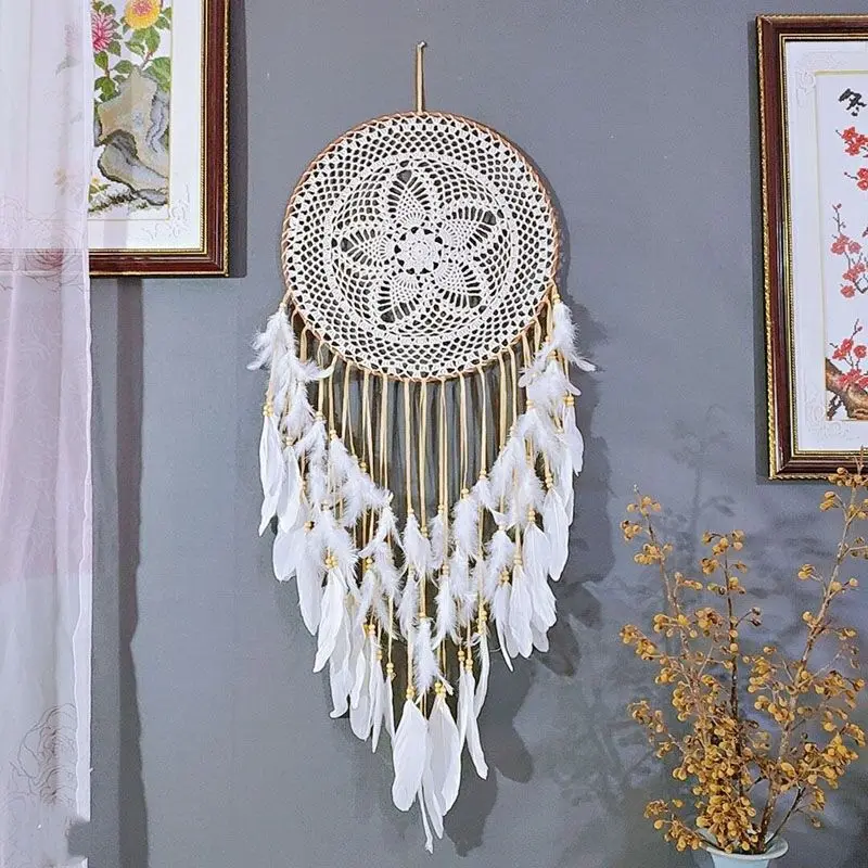 

Lace Tassel Catching Monternet Large Dream Catcher Creative Feathers Pendant Wedding Home hanging Decoration Art Gifts