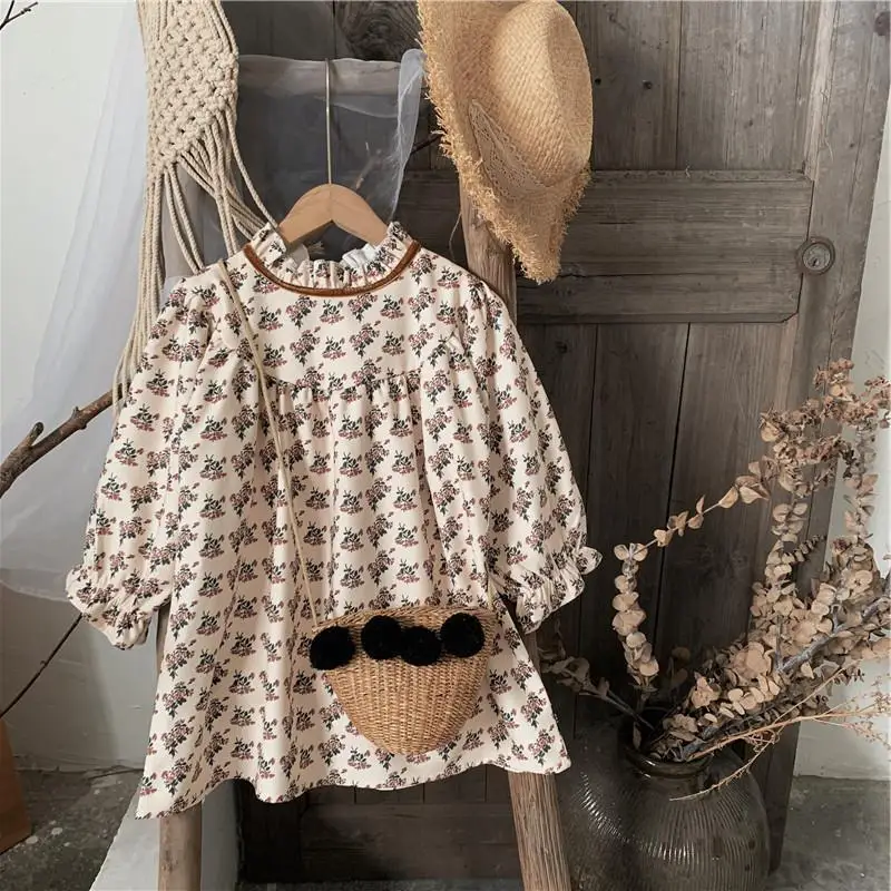 

Kids Dress for Girls Spring Autumn Long Sleeve Floral Baby Clothes Korean Style Princess Dress Casual Children Clothing 2021 New