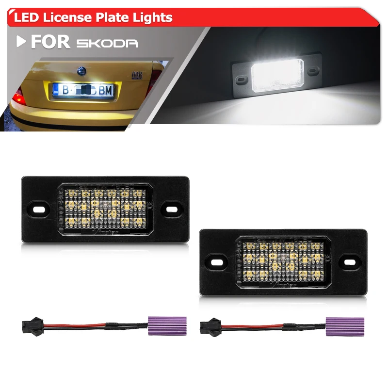 

2x лампа освещения номерного знака для Skoda Fabia MK1 6Y