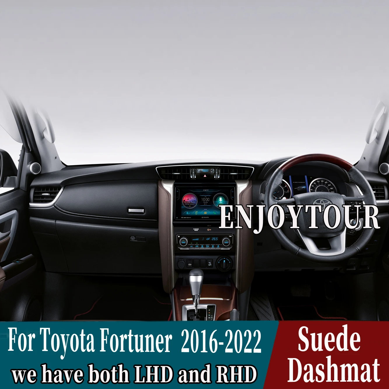 

Car-styling Suede Leather Dashmat Dashboard Cover Dash Mat Accessories For Toyota Fortuner SW4 AN150 AN160 N15 N16 2016-2022