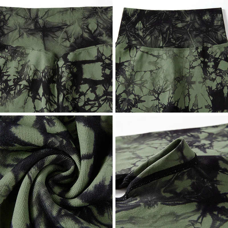 Women Yoga Pants Tie Dye Seamless High Waist Push Up Tights Outdoor Running Fitness Leggings Elastic Hip Pants Yoga Clothing
