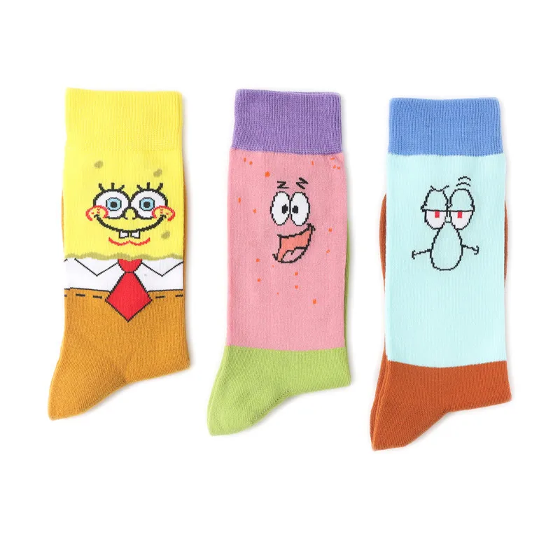 

SpongeBob SquarePants Cartoon Men's Socks Anime Characters High Quality Fashion Harajuku Cotton Socks Casual Couple Stockings