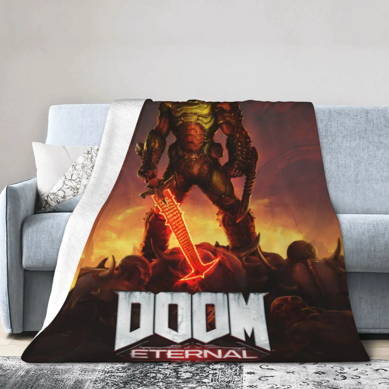 

Doom Eternal Blanket Breathable Flannel Winter Super Warm Bed Blanket Travel Bedding