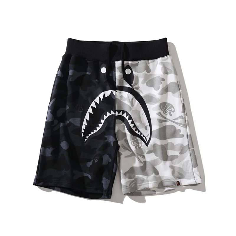 

2021 men's camouflage shark printed shorts, casual pants, light color, retro, new summer collection