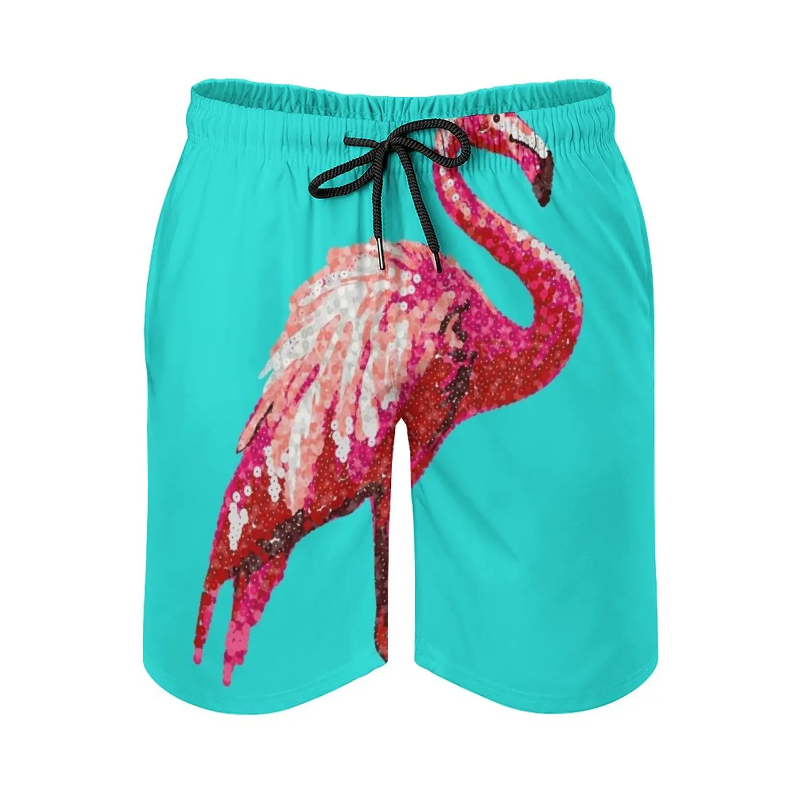 

Sequin Printed Tropical Flamingo Bird Men's Beach Shorts 3D Printing Loose Surf Board Shorts Beachwear Sequin Printed Tropical