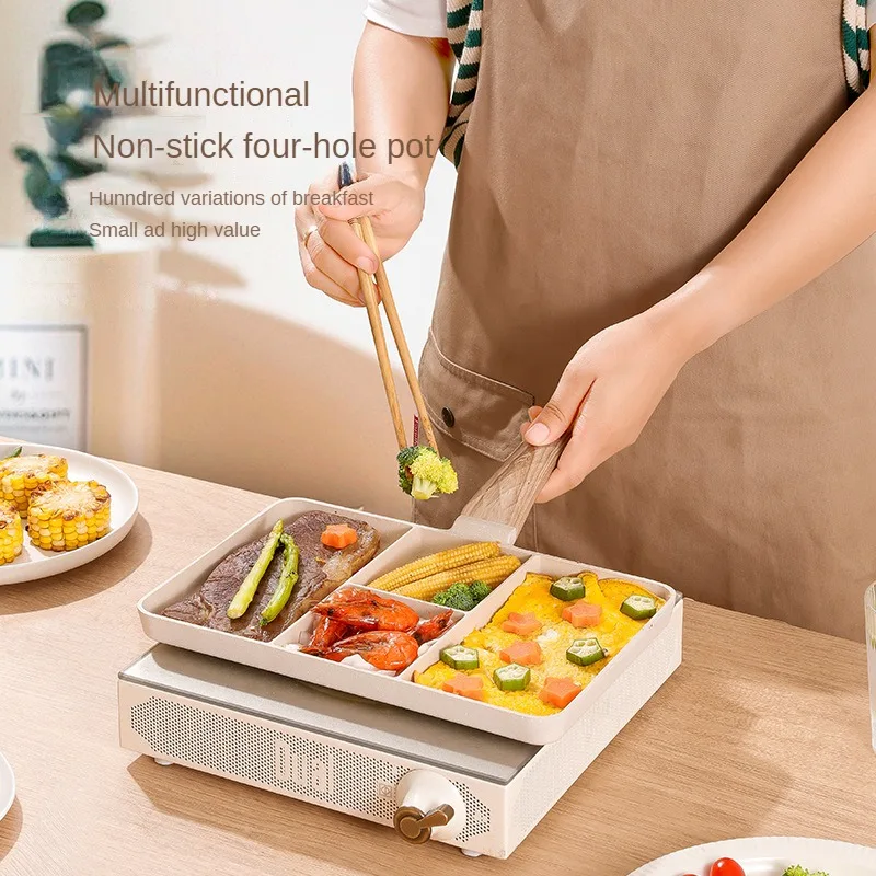 Антипригарная сковорода, 4 фотосковорода, столовая посуда для завтрака, набор кастрюль для приготовления блинов, алюминиевая посуда