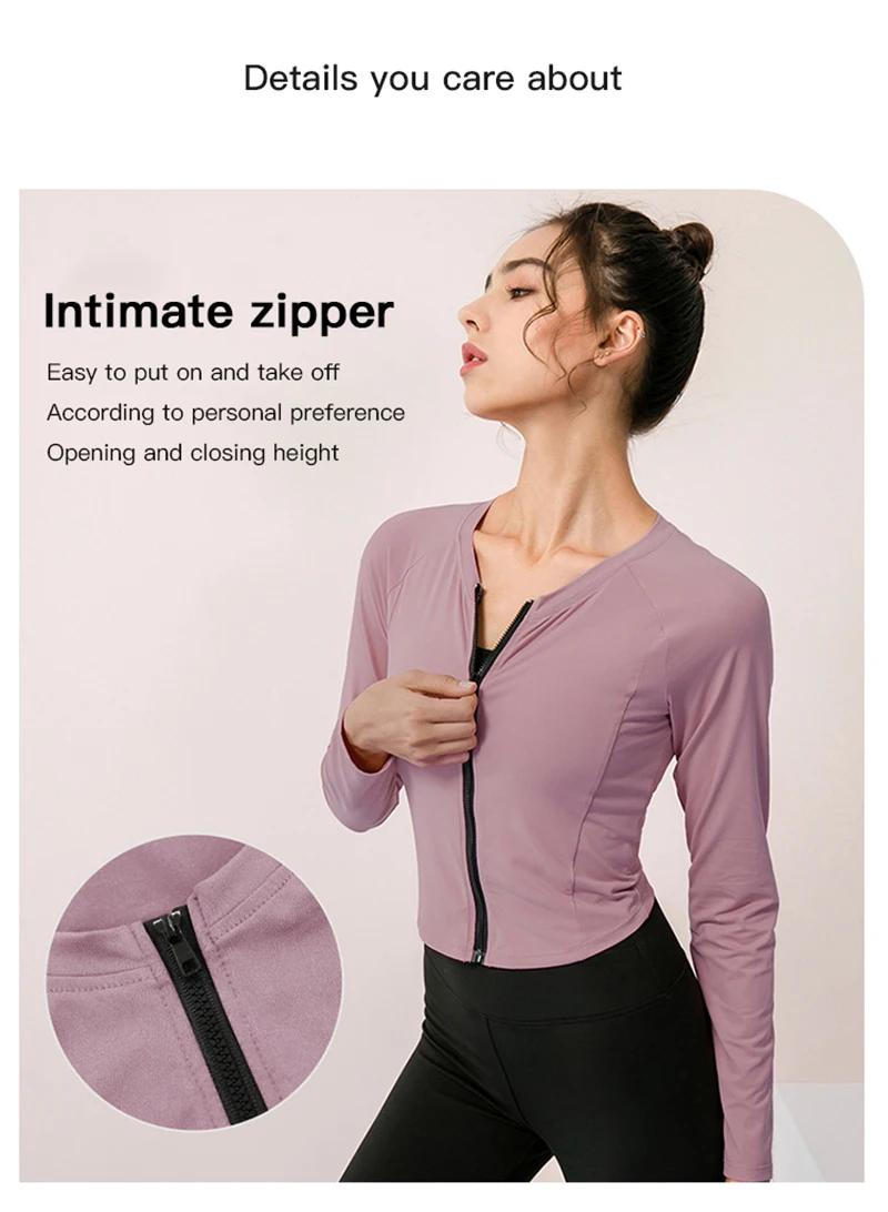 Women's Long Sleeve Outfit Shirts Full Zip Jacket Lightweight  Seamless Workout Hiking Athletic Shirt Zipper
