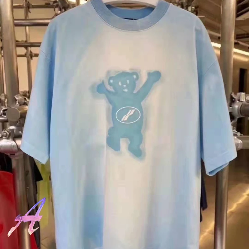 

2022ss Oversized WELLDONE T Shirt Men Women Tie-dyed Bear Print Short Sleeve WE11DONE High Street T-shirt