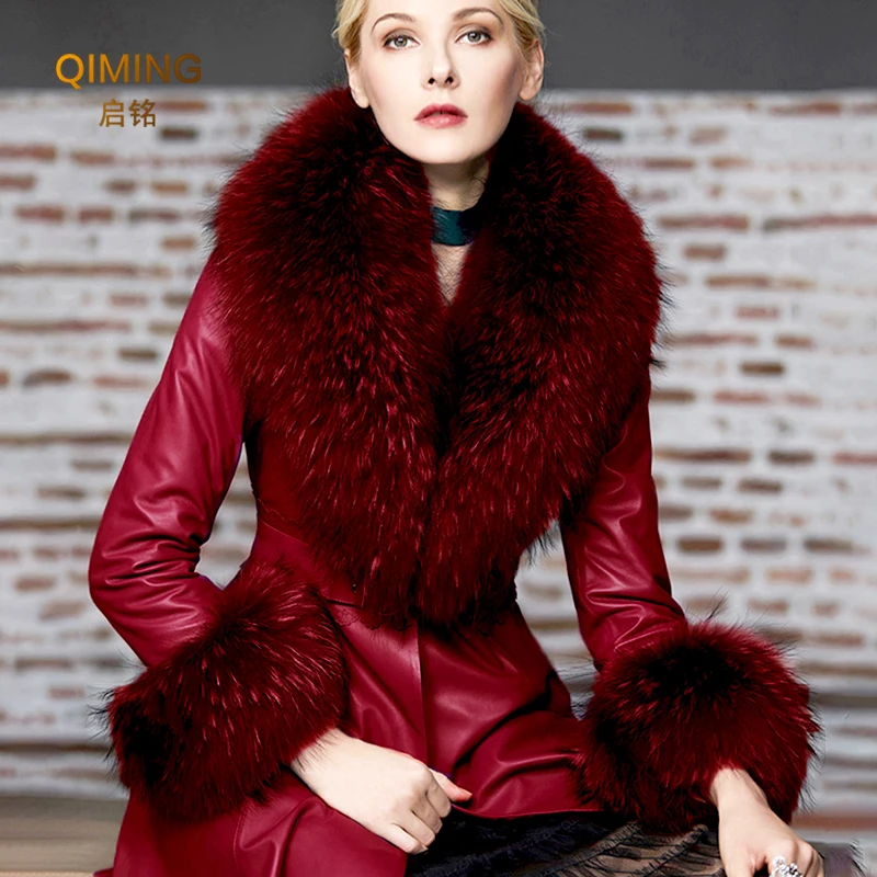 Зимний комплект манжет с воротником из натурального меха енота женский шарф