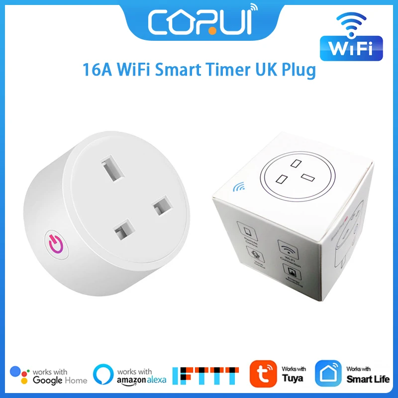 

CoRui UK Plug Smart Socket With Power Statistics Wireless WIFI Remote Control Socket Voice Control Timing Home Power Socket