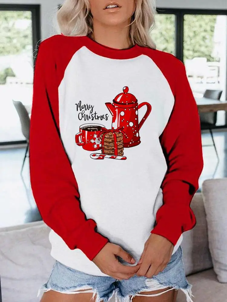 

Clothing Graphic T-shirt Winter Holiday Love Happy New Year Women Raglan Sleeve Merry Christmas Print T Shirt Clothes Top Tee