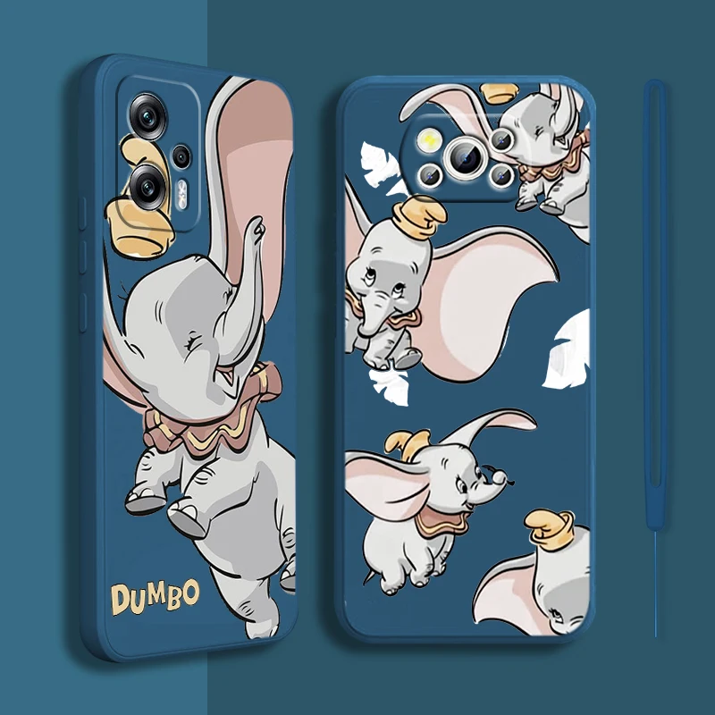 

Dumbo Flying Elephant Phone Case Xiaomi POCO M5 M4 X4 F4 C40 X3 NFC F3 GT M4 M3 M2 Pro C3 X2 4G 5G Liquid Rope Cover Coque Capa