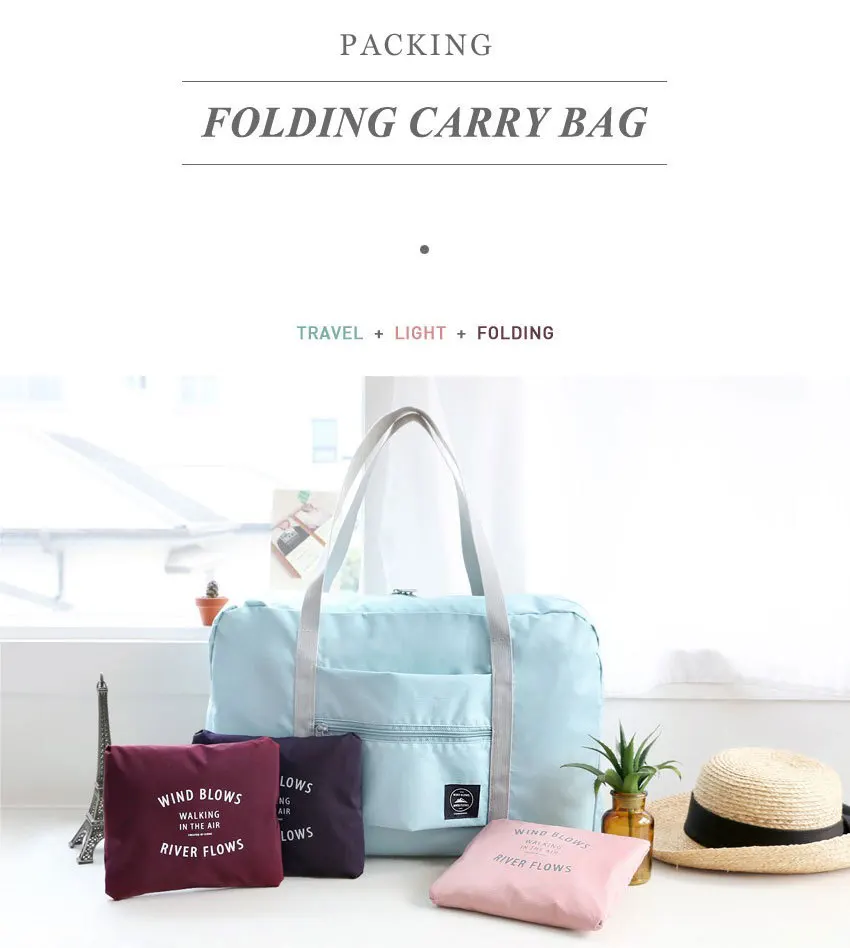 

New Nylon Travel Hand Bag Breathable Luggage Storage Large-capacity Short-distance One-shoulder Female Waterproof Folding Set