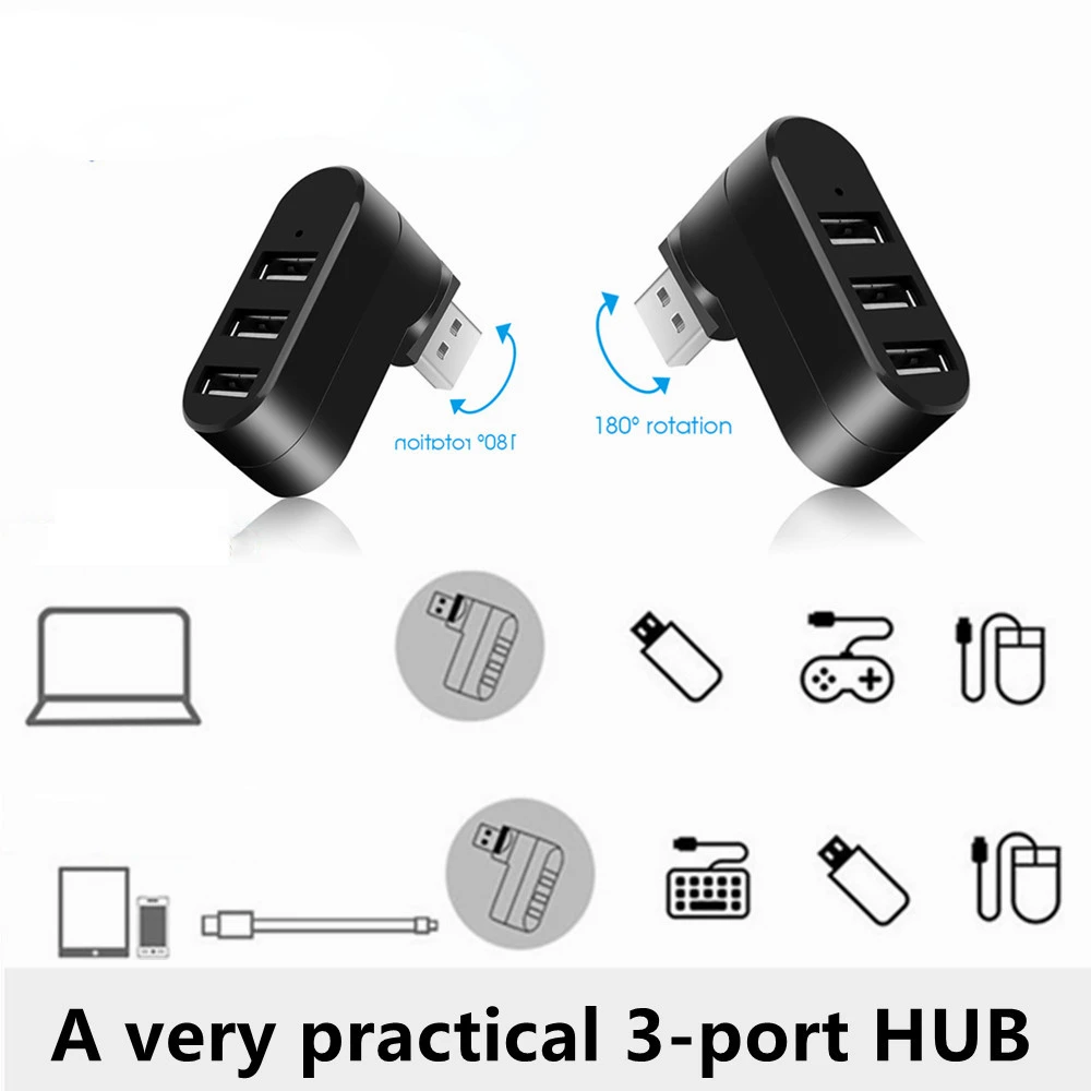 

Selling Hot USB Hubs 3 Ports USB 2.0 Hub Mini Rotate Splitter Adapter Hub For PC Notebook Laptop Mac Usb 2.0 Splitter Hub