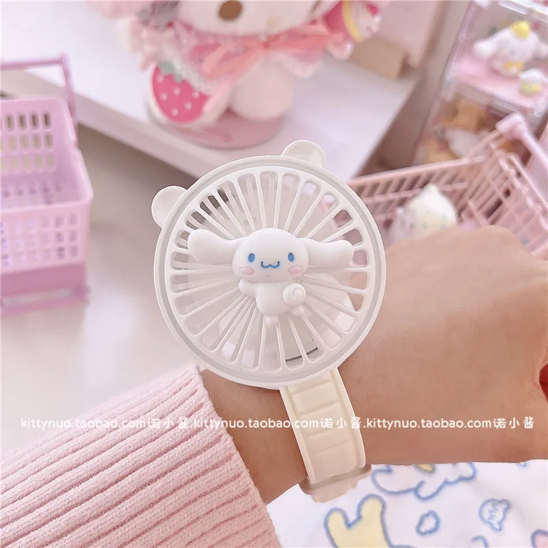 Kawaii Sanrios Mini Fan Kuromi My Melody Cinnamoroll помпон пурин Мультфильм милая девушка сердце летние