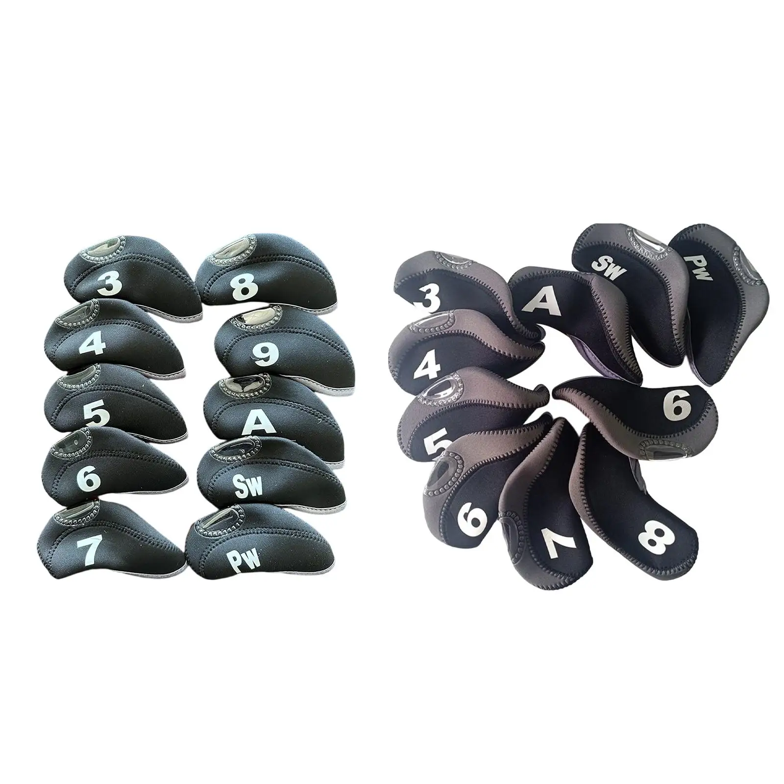 

10 шт. Чехлы для клюшек для гольф-клубов с прозрачным окошком, чехлы с принтом цифр, Подарочные Головные уборы для гольфов 3, 4, 5, 6, 7, 8, 9, A, PW, SW