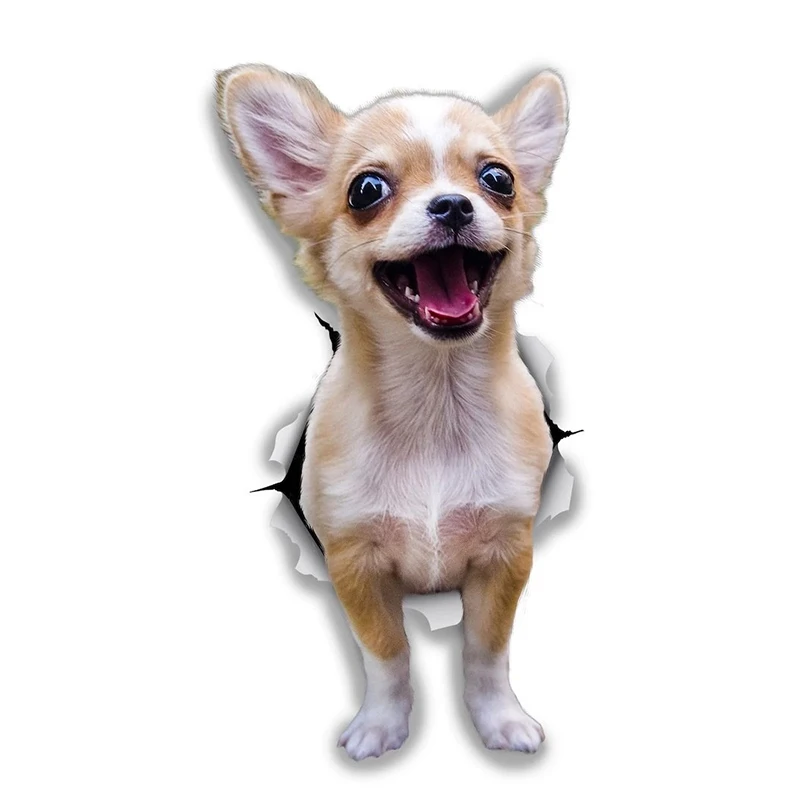 

32719 # Excited Chihuahua Cute Dog Self-adhesive Decal Car Sticker Waterproof Auto Decors on Bumper Rear Window Laptop