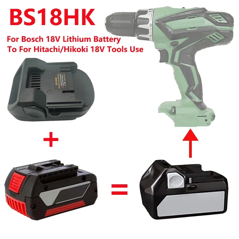 Фото Преобразователь батареи BS18HK, адаптер для литиевого аккумулятора Bosch 18 в, преобразователь для Hitachi/Hikoki 18 в, используется для литий-ионного батарейного блока, электроинструментов №2