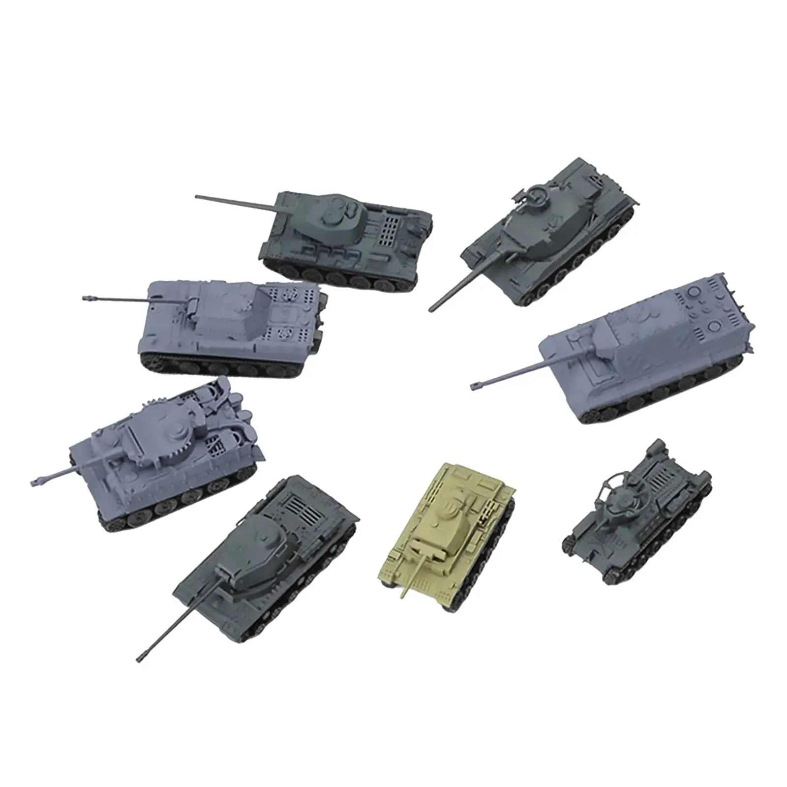 

Set of 8 1:144 Assemble Tank Kits Hobby Building for Tabletop