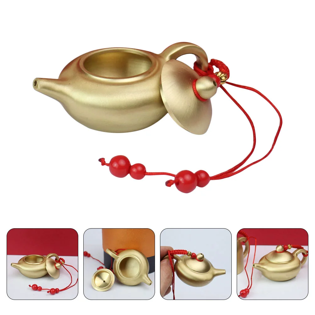

Teapot Decor Brass Tea Ornament Miniature Kettle Hanging Jewelry Desktop Mini Tiny Charms Decoration Car Potted Showpiece