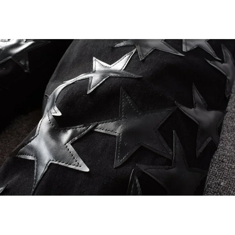 Джинсы US Drip уличная одежда темные черные рваные джинсы со звездами в стиле