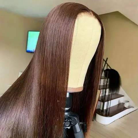 Женский прямой парик SVT, 24 дюйма, шоколадно-коричневые, предварительно выщипанные волосы, 13x4