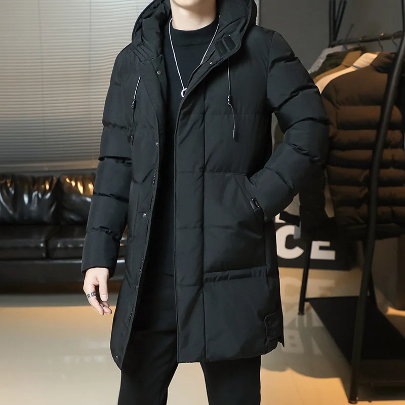 

Plus Size 7XL 2022 Winter Jacket Men Mid-length Thickened Warm Hooded Padded Jackets Solid Color Casual Puffer Jacket Coats