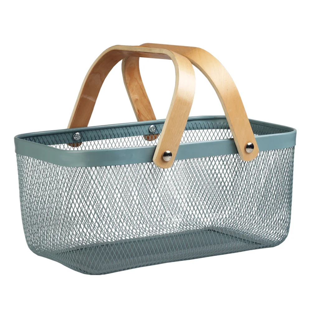 

Bread Containers Desktop Drawers Metal Mesh Basket Metal Basket Handle Table Top Decor