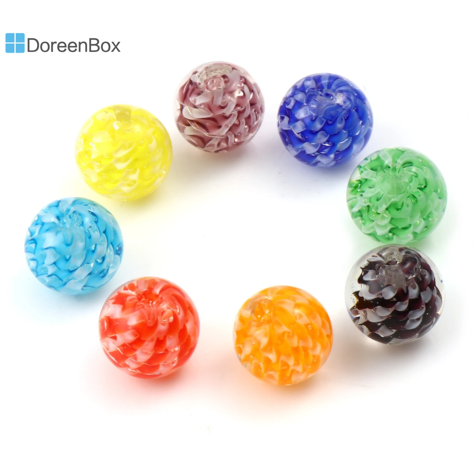

2PCS Multicolor Lampwork Glass Beads Round Wave Pattern Loose Spacer Beads DIY Making Bracelet Necklace Women party Jewelry 12mm